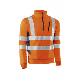 Sweat shirt zip HV2 orange fluo/marine